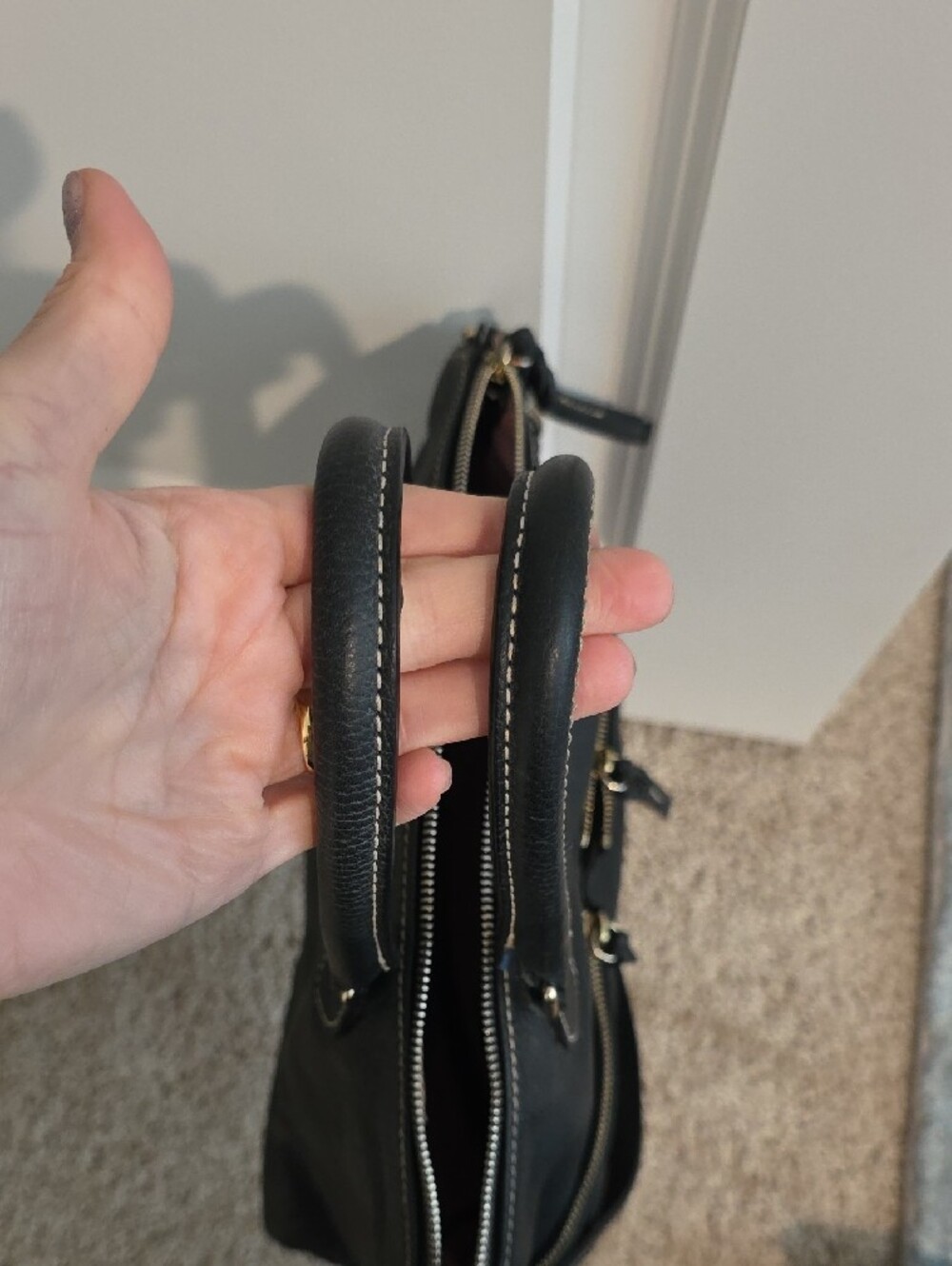 Dooney & Bourke Black Pebble Leather Satchel with Gold Hardware - Picture 5 of 9